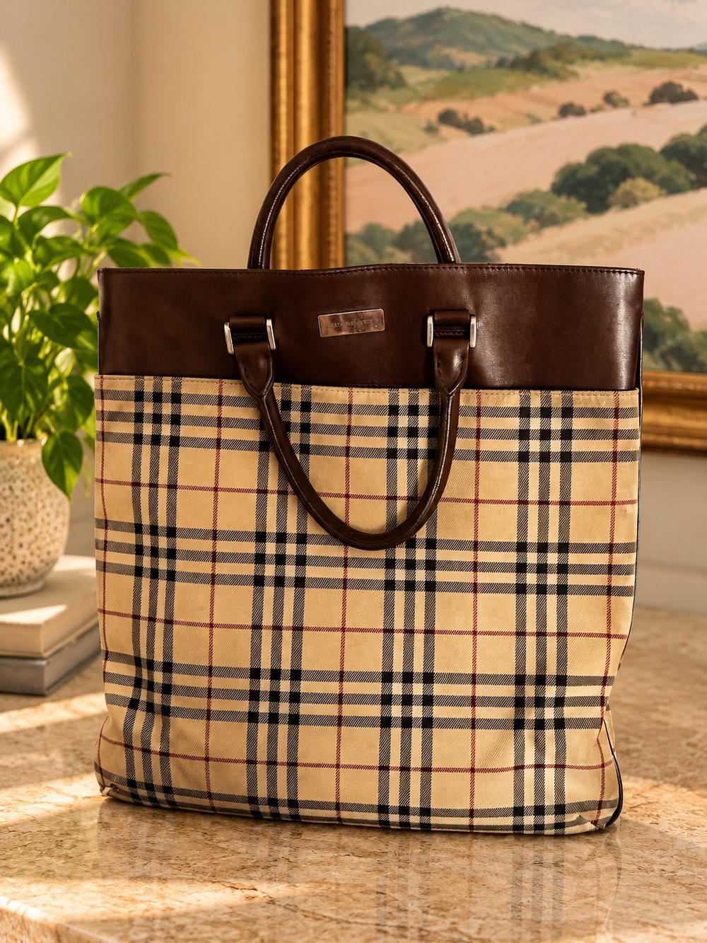 Burberry London Nova Check Leather Tote